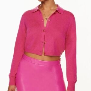 Wilfred Pink Cropped Merino Wool Blend Cradigan Sweater